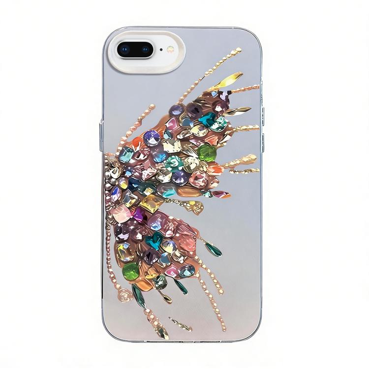 Custodia per telefono ibrida in PC e TPU con motivo a farfalla e placcatura in argento., For iPhone XS Max, For iPhone 8 Plus / 7 Plus