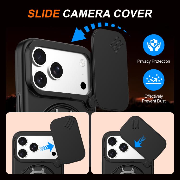 Custodia per telefono con schermo scorrevole, supporto magnetico girevole e protezione per la fotocamera., For iPhone 18 Pro / 17 Pro, For iPhone 18 Pro Max / 17 Pro Max, For iPhone 17