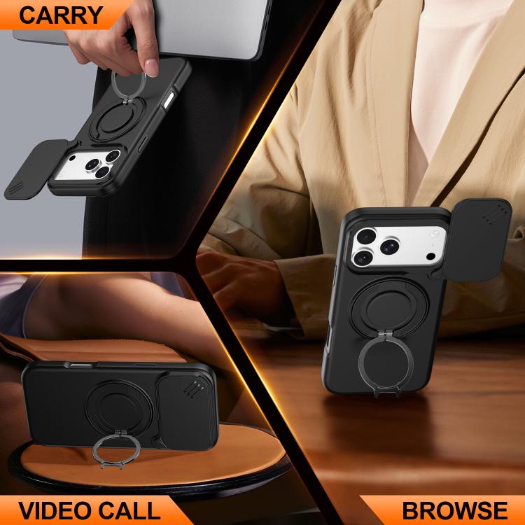 Custodia per telefono con schermo scorrevole, supporto magnetico girevole e protezione per la fotocamera., For iPhone 18 Pro / 17 Pro, For iPhone 18 Pro Max / 17 Pro Max, For iPhone 17