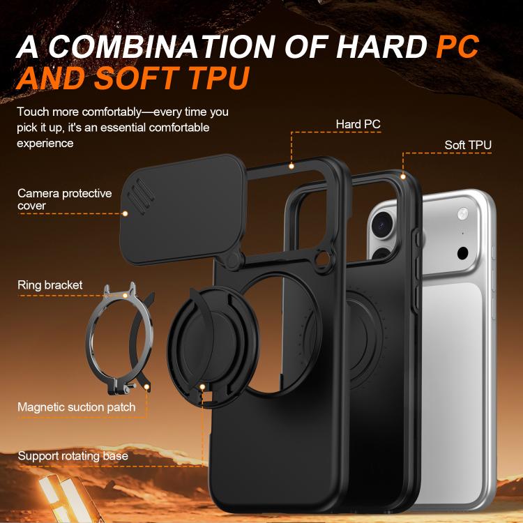 Custodia per telefono con schermo scorrevole, supporto magnetico girevole e protezione per la fotocamera., For iPhone 18 Pro / 17 Pro, For iPhone 18 Pro Max / 17 Pro Max, For iPhone 17