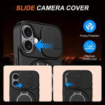 Custodia per telefono con schermo scorrevole, supporto magnetico girevole e protezione per la fotocamera., For iPhone 16 Plus, For iPhone 16, For iPhone 15 Pro Max