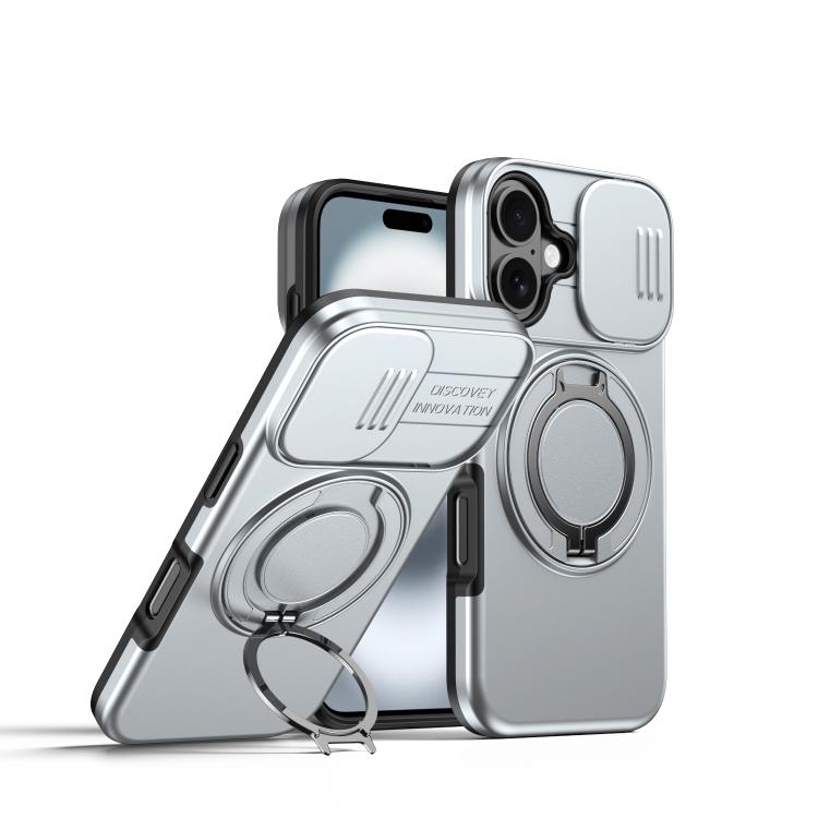 Custodia per telefono con schermo scorrevole, supporto magnetico girevole e protezione per la fotocamera., For iPhone 16 Plus, For iPhone 16, For iPhone 15 Pro Max