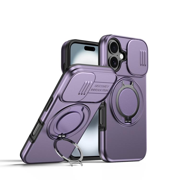 Custodia per telefono con schermo scorrevole, supporto magnetico girevole e protezione per la fotocamera., For iPhone 16 Plus, For iPhone 16, For iPhone 15 Pro Max