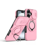 Custodia per telefono con schermo scorrevole, supporto magnetico girevole e protezione per la fotocamera., For iPhone 16 Plus, For iPhone 16, For iPhone 15 Pro Max
