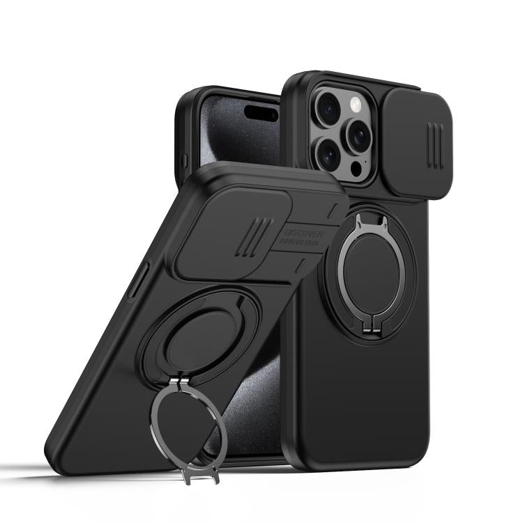 Custodia per telefono con schermo scorrevole, supporto magnetico girevole e protezione per la fotocamera., For iPhone 15 Pro, For iPhone 15 Plus / 14 Plus, For iPhone 15