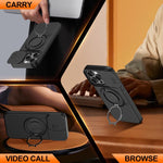 Custodia per telefono con schermo scorrevole, supporto magnetico girevole e protezione per la fotocamera., For iPhone 15 Pro, For iPhone 15 Plus / 14 Plus, For iPhone 15