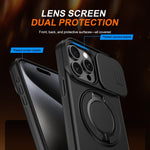 Custodia per telefono con schermo scorrevole, supporto magnetico girevole e protezione per la fotocamera., For iPhone 15 Pro, For iPhone 15 Plus / 14 Plus, For iPhone 15