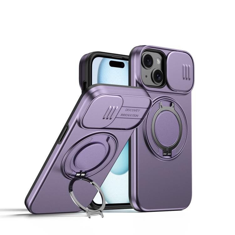 Custodia per telefono con schermo scorrevole, supporto magnetico girevole e protezione per la fotocamera., For iPhone 15 Pro, For iPhone 15 Plus / 14 Plus, For iPhone 15