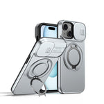 Custodia per telefono con schermo scorrevole, supporto magnetico girevole e protezione per la fotocamera., For iPhone 15 Pro, For iPhone 15 Plus / 14 Plus, For iPhone 15