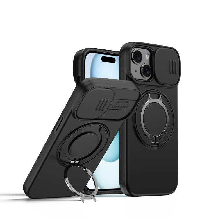 Custodia per telefono con schermo scorrevole, supporto magnetico girevole e protezione per la fotocamera., For iPhone 15 Pro, For iPhone 15 Plus / 14 Plus, For iPhone 15