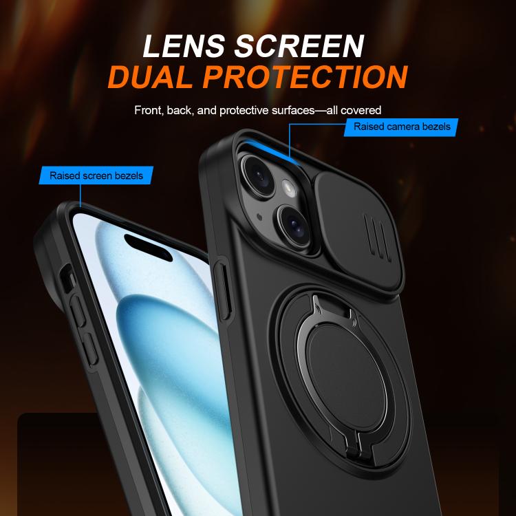 Custodia per telefono con schermo scorrevole, supporto magnetico girevole e protezione per la fotocamera., For iPhone 14 / 13, For iPhone 14 Pro, For iPhone 14 Pro Max