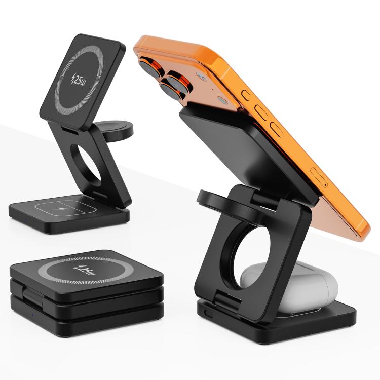 Caricabatterie wireless rapido magnetico pieghevole 3 in 1 IW31 da 25 W