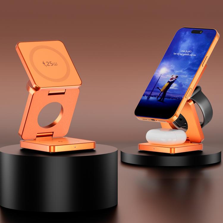 Caricabatterie wireless rapido magnetico pieghevole 3 in 1 IW31 da 25 W
