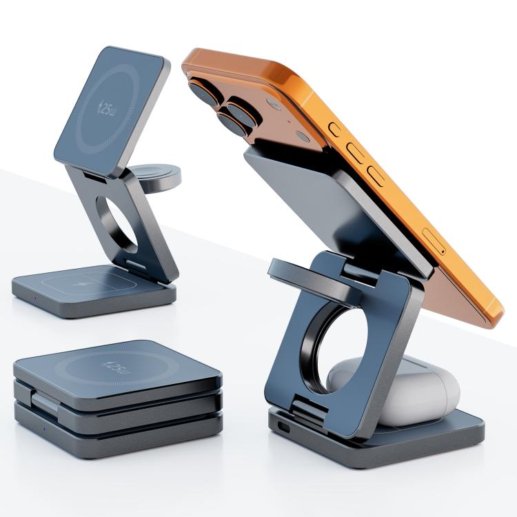 Caricabatterie wireless rapido magnetico pieghevole 3 in 1 IW31 da 25 W