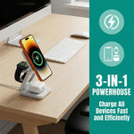 Caricabatterie wireless rapido magnetico pieghevole 3 in 1 IW31 da 25 W