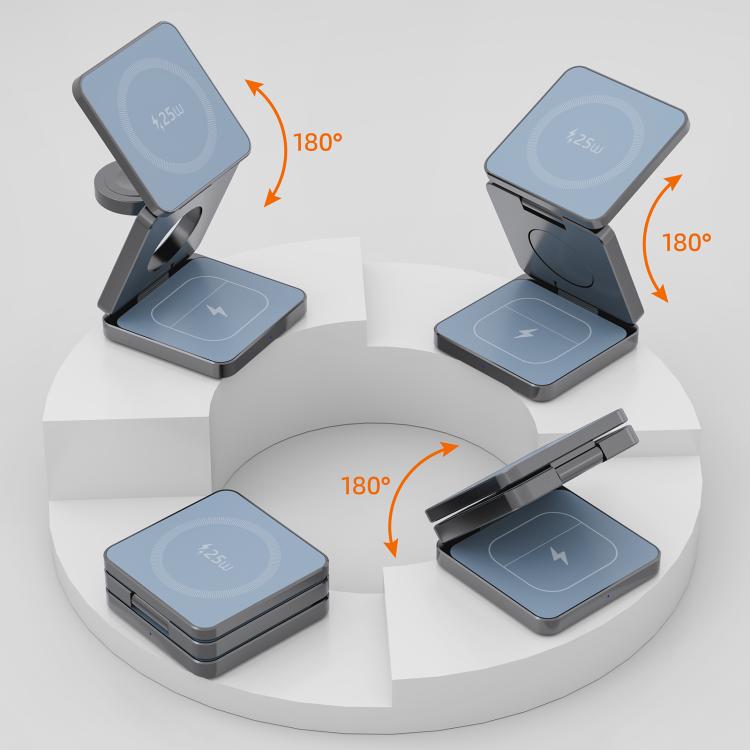 Caricabatterie wireless rapido magnetico pieghevole 3 in 1 IW31 da 25 W