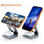 Caricabatterie wireless rapido magnetico pieghevole 3 in 1 IW31 da 25 W