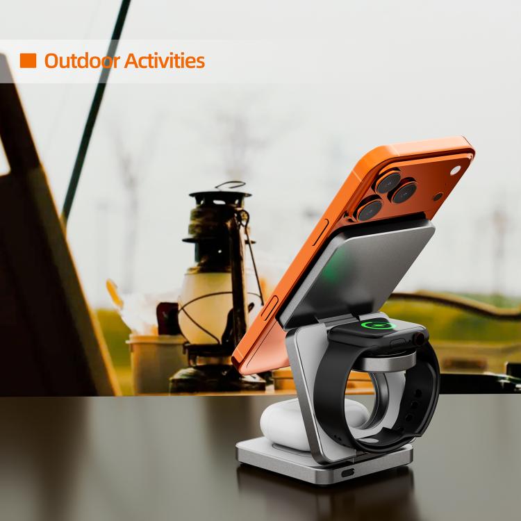 Caricabatterie wireless rapido magnetico pieghevole 3 in 1 IW31 da 25 W