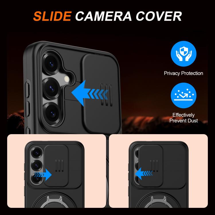 Custodia per telefono con schermo scorrevole, supporto magnetico girevole e protezione per la fotocamera., For Galaxy A55 5G, For Galaxy A35 5G