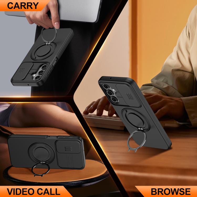 Custodia per telefono con schermo scorrevole, supporto magnetico girevole e protezione per la fotocamera., For Galaxy A16 / A17 / A26, For Galaxy A57 5G, For Galaxy A37 5G / A36 5G
