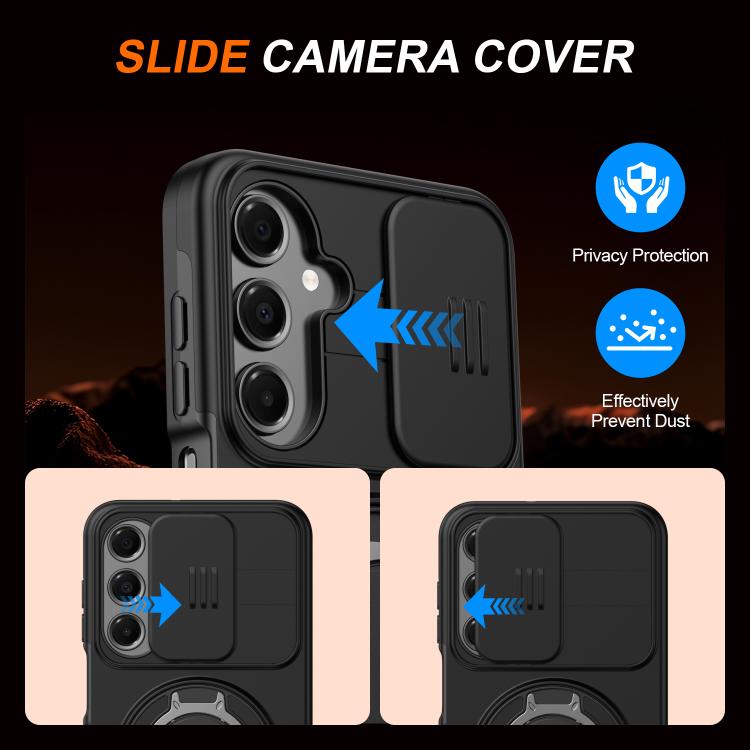 Custodia per telefono con schermo scorrevole, supporto magnetico girevole e protezione per la fotocamera., For Galaxy A16 / A17 / A26, For Galaxy A57 5G, For Galaxy A37 5G / A36 5G