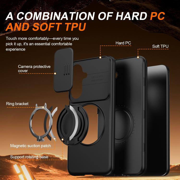 Custodia per telefono con schermo scorrevole, supporto magnetico girevole e protezione per la fotocamera., For Galaxy A27 5G, For Galaxy A06 / A07 4G, For Galaxy A56 5G