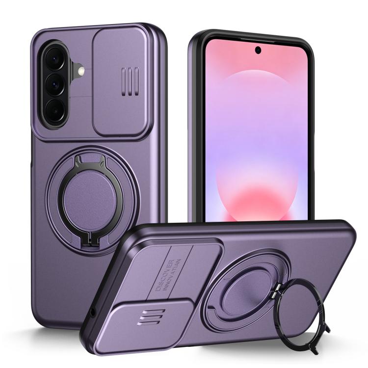 Custodia per telefono con schermo scorrevole, supporto magnetico girevole e protezione per la fotocamera., For Galaxy A27 5G, For Galaxy A06 / A07 4G, For Galaxy A56 5G