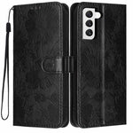 Custodia per telefono in ecopelle con stampa girasole in rilievo e cordino nero sottile., For Samsung Galaxy S22+ 5G, For Samsung Galaxy S22 5G
