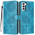 Custodia per telefono in ecopelle con stampa girasole in rilievo e cordino nero sottile., For Samsung Galaxy S22+ 5G, For Samsung Galaxy S22 5G