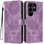 Custodia per telefono in ecopelle con stampa girasole in rilievo e cordino nero sottile., For Samsung Galaxy S23 Ultra 5G, For Samsung Galaxy S23+ 5G, For Samsung Galaxy S23 5G, For Samsung Galaxy S22 Ultra 5G