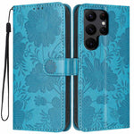 Custodia per telefono in ecopelle con stampa girasole in rilievo e cordino nero sottile., For Samsung Galaxy S23 Ultra 5G, For Samsung Galaxy S23+ 5G, For Samsung Galaxy S23 5G, For Samsung Galaxy S22 Ultra 5G
