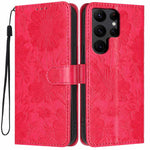 Custodia per telefono in ecopelle con stampa girasole in rilievo e cordino nero sottile., For Samsung Galaxy S23 Ultra 5G, For Samsung Galaxy S23+ 5G, For Samsung Galaxy S23 5G, For Samsung Galaxy S22 Ultra 5G