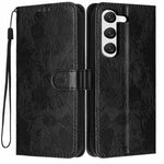 Custodia per telefono in ecopelle con stampa girasole in rilievo e cordino nero sottile., For Samsung Galaxy S23 Ultra 5G, For Samsung Galaxy S23+ 5G, For Samsung Galaxy S23 5G, For Samsung Galaxy S22 Ultra 5G