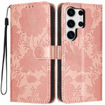 Custodia per telefono in ecopelle con stampa girasole in rilievo e cordino nero sottile., For Samsung Galaxy S23 Ultra 5G, For Samsung Galaxy S23+ 5G, For Samsung Galaxy S23 5G, For Samsung Galaxy S22 Ultra 5G