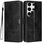 Custodia per telefono in ecopelle con stampa girasole in rilievo e cordino nero sottile., For Samsung Galaxy S23 Ultra 5G, For Samsung Galaxy S23+ 5G, For Samsung Galaxy S23 5G, For Samsung Galaxy S22 Ultra 5G