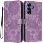 Custodia per telefono in ecopelle con stampa girasole in rilievo e cordino nero sottile., For Samsung Galaxy S25 FE 5G, For Samsung Galaxy S25 Edge 5G, For Samsung Galaxy S25 5G, For Samsung Galaxy S25+ 5G