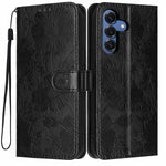 Custodia per telefono in ecopelle con stampa girasole in rilievo e cordino nero sottile., For Samsung Galaxy S25 FE 5G, For Samsung Galaxy S25 Edge 5G, For Samsung Galaxy S25 5G, For Samsung Galaxy S25+ 5G