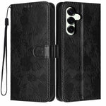 Custodia per telefono in ecopelle con stampa girasole in rilievo e cordino nero sottile., For Samsung Galaxy S25 FE 5G, For Samsung Galaxy S25 Edge 5G, For Samsung Galaxy S25 5G, For Samsung Galaxy S25+ 5G