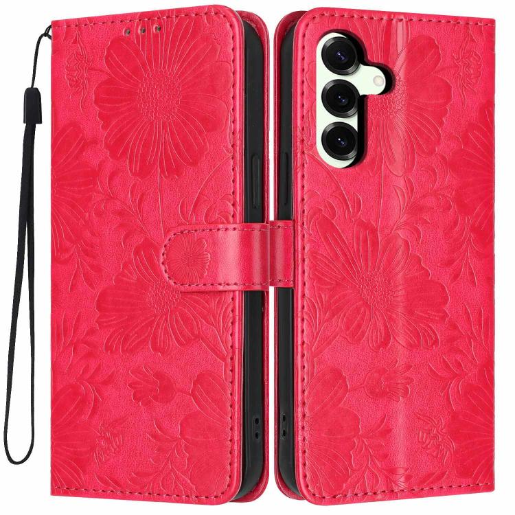 Custodia per telefono in ecopelle con stampa girasole in rilievo e cordino nero sottile., For Samsung Galaxy S25 FE 5G, For Samsung Galaxy S25 Edge 5G, For Samsung Galaxy S25 5G, For Samsung Galaxy S25+ 5G