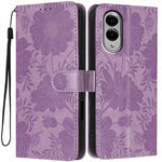 Custodia per telefono in ecopelle con stampa girasole in rilievo e cordino nero sottile., For Samsung Galaxy S25 FE 5G, For Samsung Galaxy S25 Edge 5G, For Samsung Galaxy S25 5G, For Samsung Galaxy S25+ 5G
