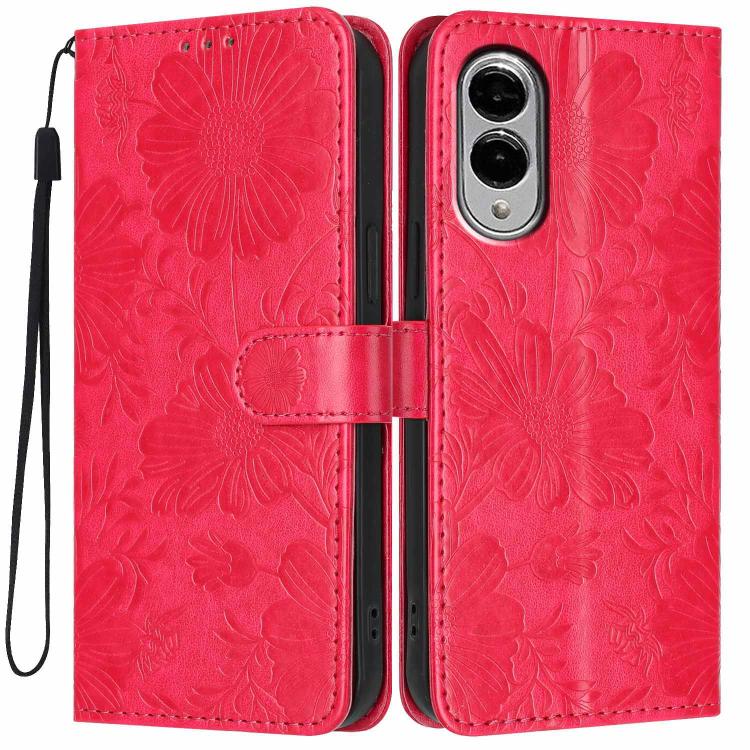 Custodia per telefono in ecopelle con stampa girasole in rilievo e cordino nero sottile., For Samsung Galaxy S25 FE 5G, For Samsung Galaxy S25 Edge 5G, For Samsung Galaxy S25 5G, For Samsung Galaxy S25+ 5G