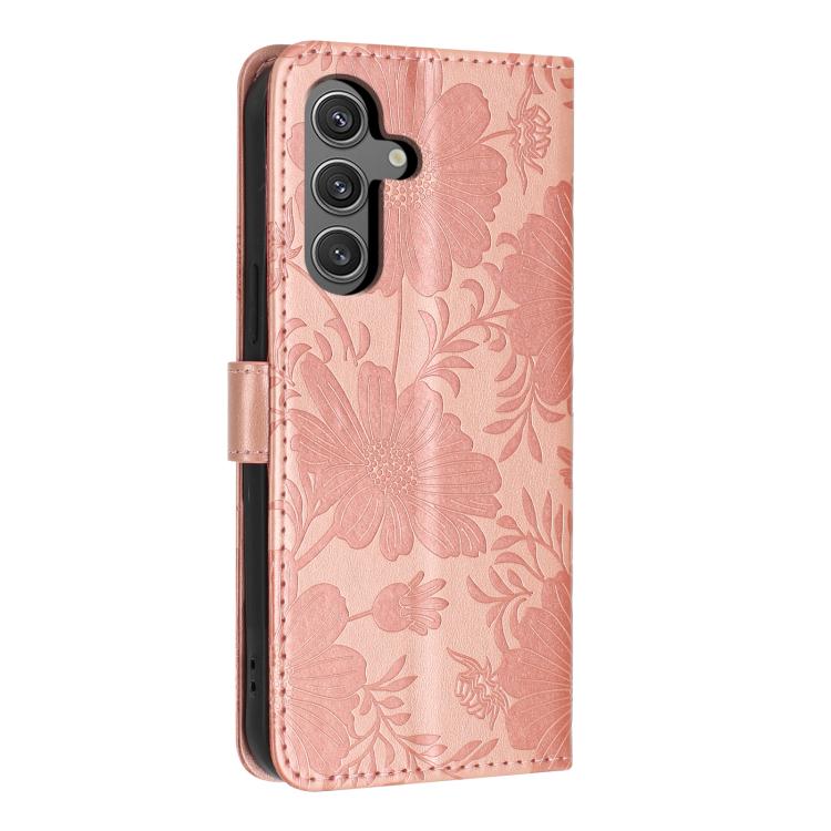Custodia per telefono in ecopelle con stampa girasole in rilievo e cordino nero sottile., For Samsung Galaxy S25 FE 5G, For Samsung Galaxy S25 Edge 5G, For Samsung Galaxy S25 5G, For Samsung Galaxy S25+ 5G