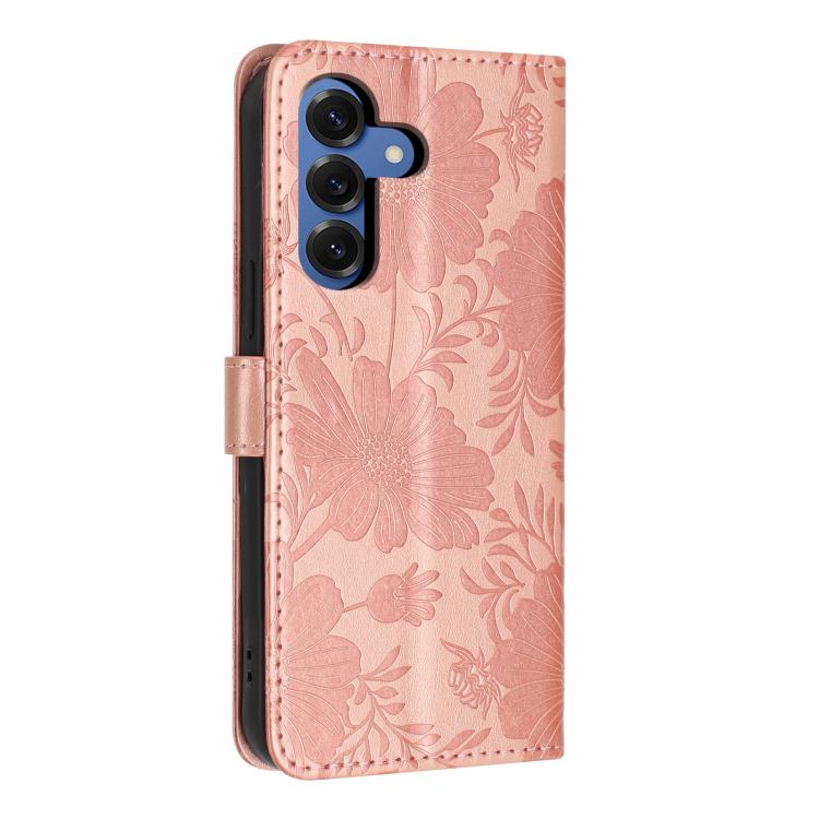 Custodia per telefono in ecopelle con stampa girasole in rilievo e cordino nero sottile., For Samsung Galaxy S26+ 5G, For Samsung Galaxy S26 Edge 5G, For Samsung Galaxy S26 Ultra 5G, For Samsung Galaxy S26 5G