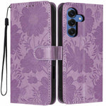 Custodia per telefono in ecopelle con stampa girasole in rilievo e cordino nero sottile., For Samsung Galaxy S26+ 5G, For Samsung Galaxy S26 Edge 5G, For Samsung Galaxy S26 Ultra 5G, For Samsung Galaxy S26 5G