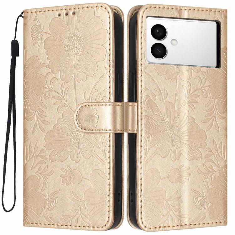 Custodia per telefono in ecopelle con stampa girasole in rilievo e cordino nero sottile., For Samsung Galaxy S26+ 5G, For Samsung Galaxy S26 Edge 5G, For Samsung Galaxy S26 Ultra 5G, For Samsung Galaxy S26 5G
