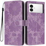 Custodia per telefono in ecopelle con stampa girasole in rilievo e cordino nero sottile., For Samsung Galaxy S26+ 5G, For Samsung Galaxy S26 Edge 5G, For Samsung Galaxy S26 Ultra 5G, For Samsung Galaxy S26 5G