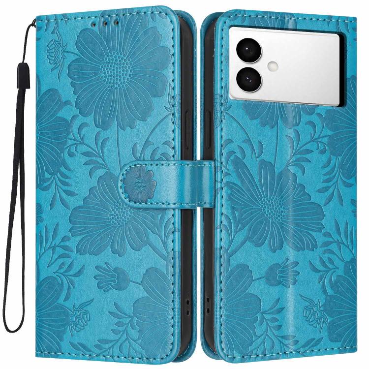 Custodia per telefono in ecopelle con stampa girasole in rilievo e cordino nero sottile., For Samsung Galaxy S26+ 5G, For Samsung Galaxy S26 Edge 5G, For Samsung Galaxy S26 Ultra 5G, For Samsung Galaxy S26 5G
