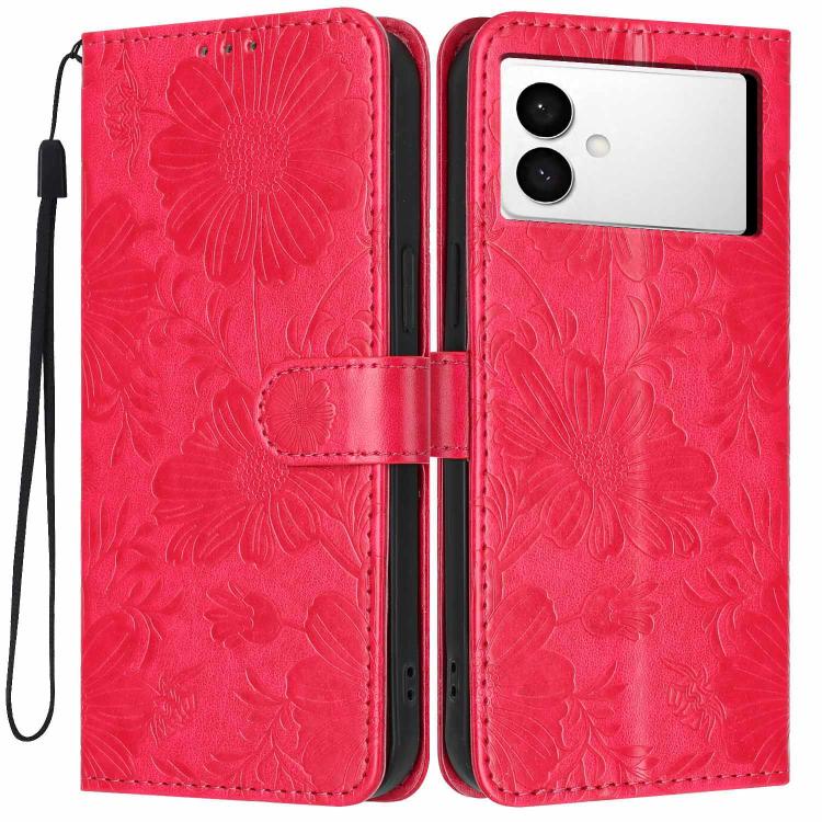 Custodia per telefono in ecopelle con stampa girasole in rilievo e cordino nero sottile., For Samsung Galaxy S26+ 5G, For Samsung Galaxy S26 Edge 5G, For Samsung Galaxy S26 Ultra 5G, For Samsung Galaxy S26 5G