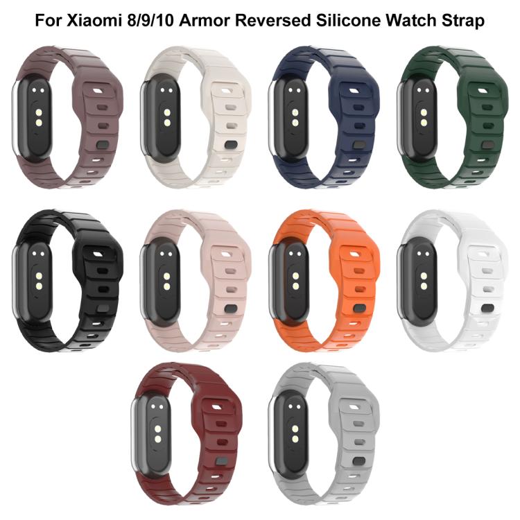 Cinturino per orologio in silicone con fibbia inversa stile armatura xDfind, For Xiaomi Smart Band 10 / 9 / 8