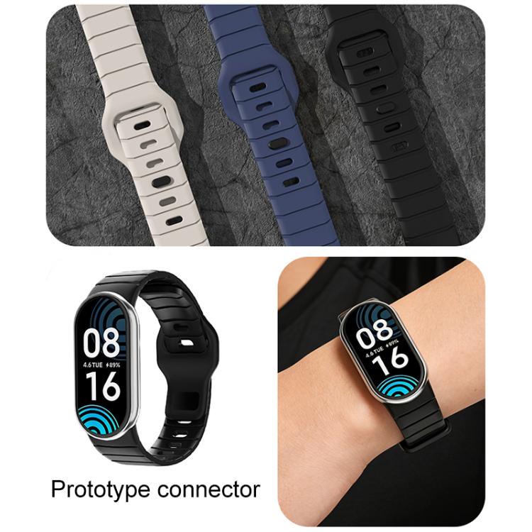 Cinturino per orologio in silicone con fibbia inversa stile armatura xDfind, For Xiaomi Smart Band 10 / 9 / 8